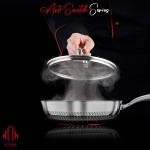 Stainless Steel Deep Frying Pan with Lid - 4.5 Liter