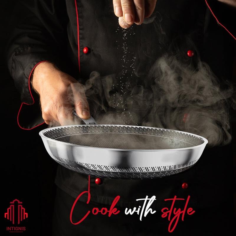 Stainless Steel Deep Frying Pan with Lid - 4.5 Liter