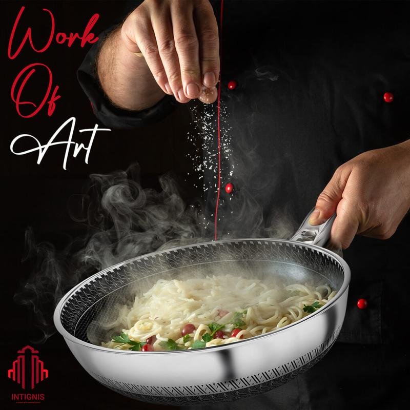 Stainless Steel Deep Frying Pan with Lid - 4.5 Liter