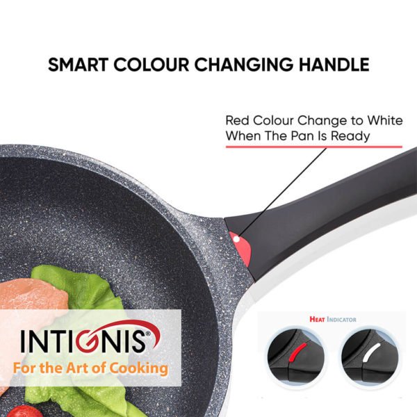 INTIGNIS Frying Pan with Lid - Anti Scratch Laser Engraved Non